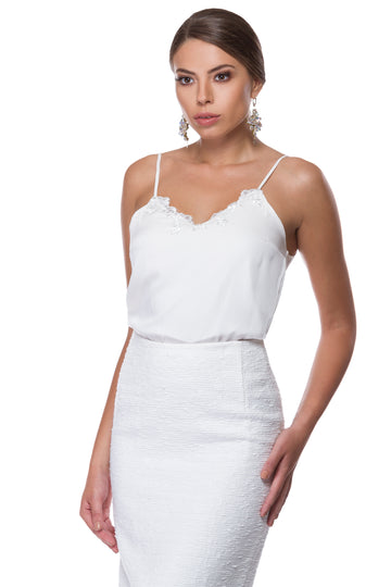 Silk top with Brussels lace WTP-0002
